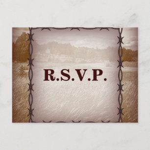 Invitation Carte Postale réponse du mariage campagnard occidental de fil ba