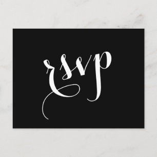 Invitation Carte Postale Réponse du Mariage RSVP Cursive en noir ou en COUL