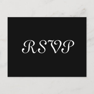 Invitation Carte Postale Réponse du Mariage RSVP tendance en noir ou en tou