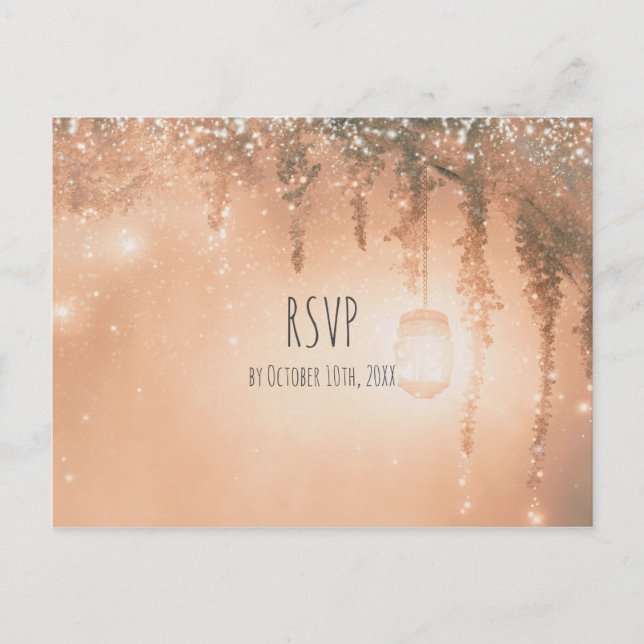 Invitation Carte Postale Réponse Pink Dreamy Rustic Forest (Devant)