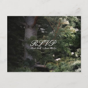 Invitation Carte Postale Réponse pour mariage dans les bois rustique avec p