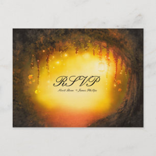 Invitation Carte Postale Réponse pour mariage rustique en forêt enchantée a