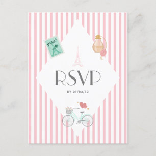 Invitation Carte Postale Réponse pour un mariage sur le thème de Paris