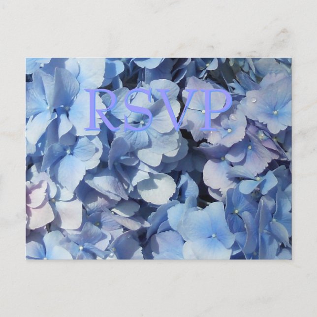Invitation Carte Postale Réponse RSVP Blue Hydrangea (Devant)