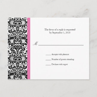 Invitation Carte Postale Réponse RSVP Damask classique