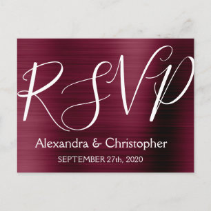 Invitation Carte Postale Réponse RSVP violette de Bourgogne moderne