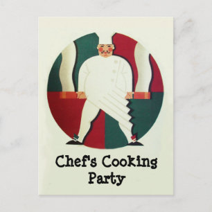 Invitation Carte Postale RESTAURANT PARTI CUISINE CHEF Recette culinaire