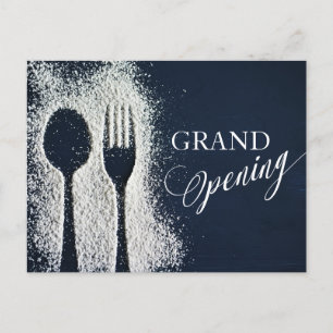 Invitation Carte Postale Restaurant Sugar en poudre blanc Grand ouverture