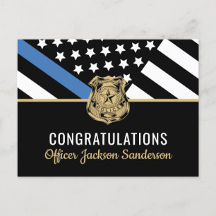 Invitation Carte Postale Retraite de police Drapeau de la ligne bleue repré