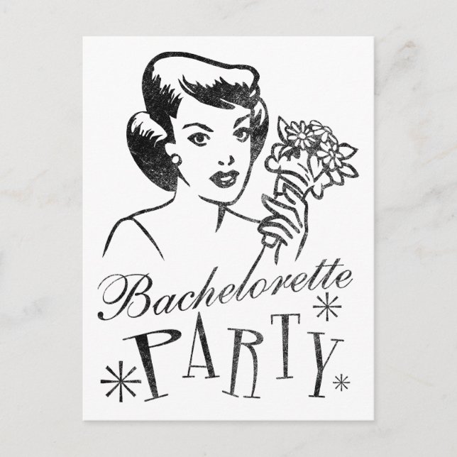 Invitation Carte Postale Retro Bachelorette (Devant)