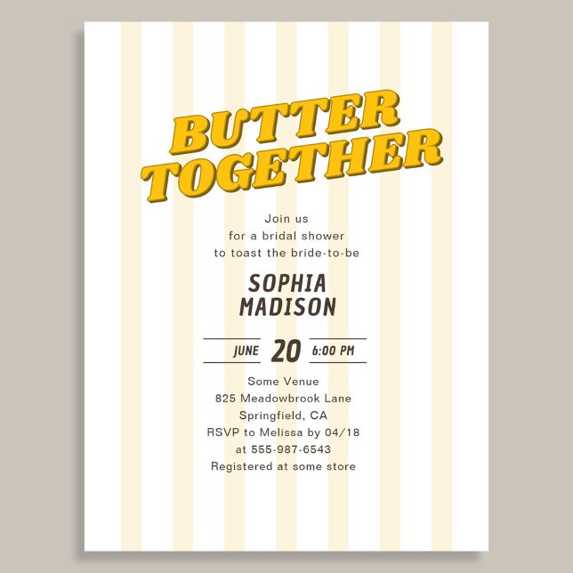 Invitation Carte Postale Retro Butter Together Yellow Bridal Shower (Créateur téléchargé)
