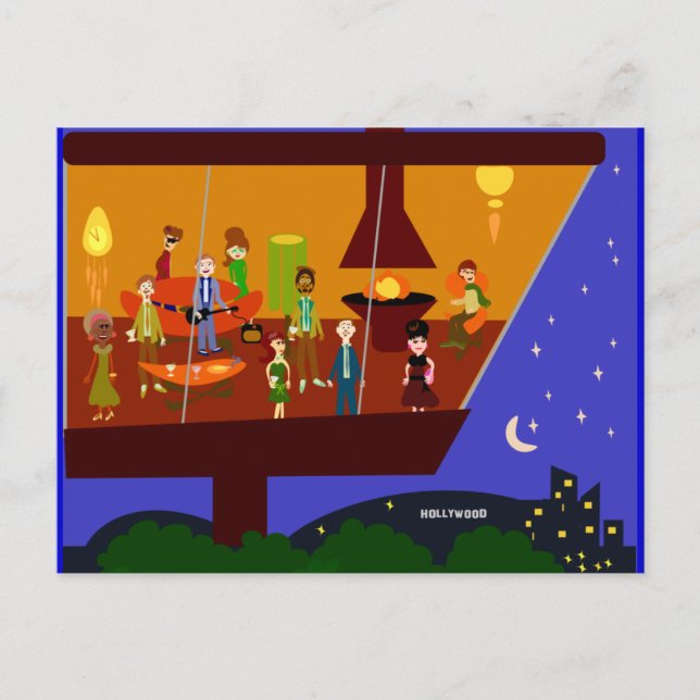 Invitation Carte Postale Retro House Party (Devant)