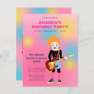 Invitation Carte Postale Retro music girls band Birthday Party