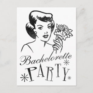 Invitation Carte Postale Rétro partie de Bachelorette