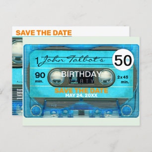Invitation Carte Postale Rétro T4 Audiotape 50e anniversaire Sauvegardez la