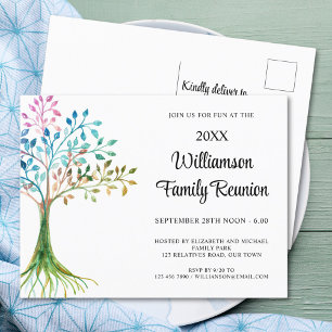 Invitation Carte Postale Réunion de famille arbre généalogique