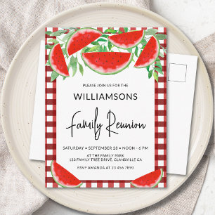 Invitation Carte Postale Réunion de famille aux pastèques d'été 