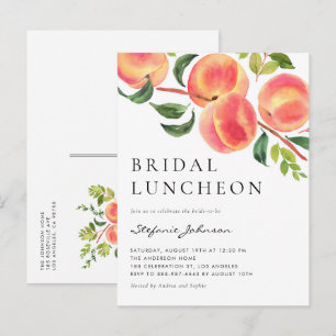 Invitation Carte Postale Réunion de mariage d'été aux aquarelles de pêches