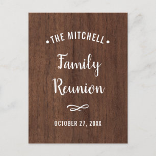 Invitation Carte Postale Réunion familiale simple   Aspect rustique en bois