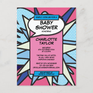 Invitation Carte Postale Révélation du sexe de bébé à la baby shower modern