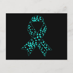 Invitation Carte Postale Ribbon Turquoise de sensibilisation au cancer de l