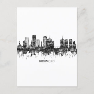 Invitation Carte Postale Richmond Virginia Skyline BW