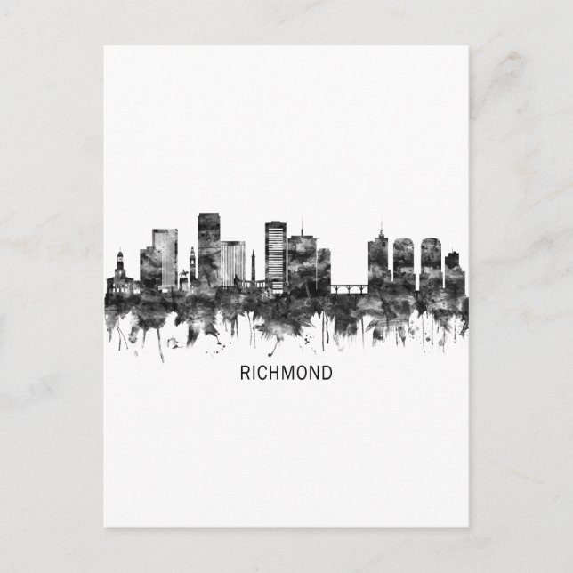 Invitation Carte Postale Richmond Virginia Skyline BW (Devant)