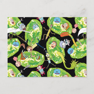 Invitation Carte Postale RICK ET MORTY™   Motif de portails en panne