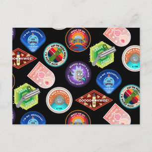 Invitation Carte Postale RICK ET MORTY™ Motif des patchs d'espace externe