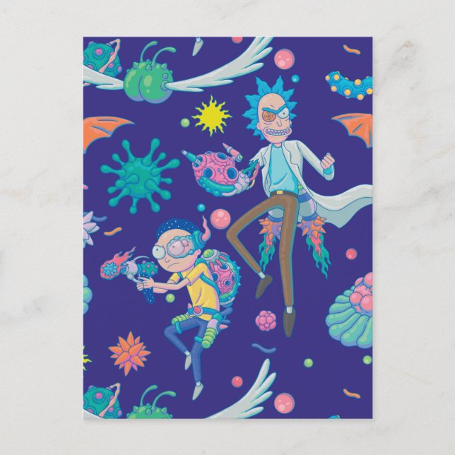 Invitation Carte Postale RICK ET MORTY™ | Parmi les Motifs de cellules infe (Devant)