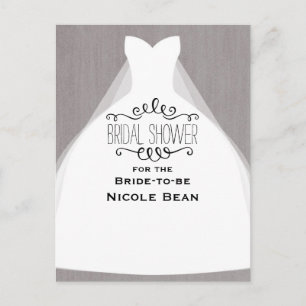 Invitation Carte Postale Robe de mariée Moderne Glamour Enterrement de vie