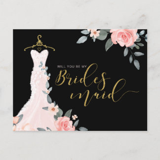 Invitation Carte Postale Robe Mariage Florale Serez-Vous Bridesmaid