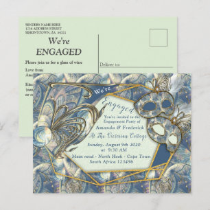 Invitation Carte Postale Rococo Rich Romantic Gold Reliefs & Masques