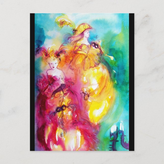 Invitation Carte Postale RONDO EN LAGON / Bal mascarade vénitienne (Devant)