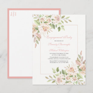 Invitation Carte Postale Rose Aquarelle rose Floral