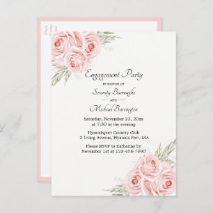 Invitation Carte Postale Rose Aquarelle rose Floral