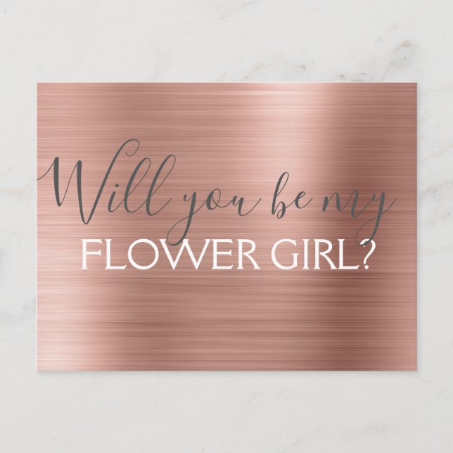 Invitation Carte Postale Rose Bleu - Rose Gold Elegant Flower Girl (Devant)