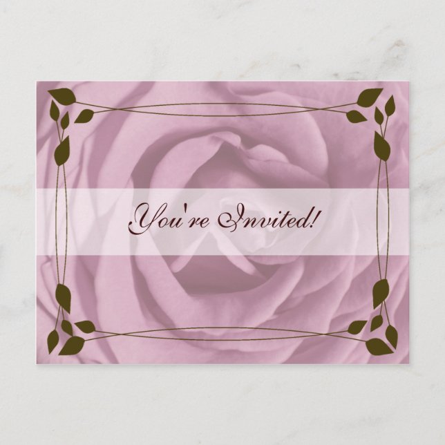 Invitation Carte Postale Rose & Chocolat, Vous êtes Invité ! (Devant)