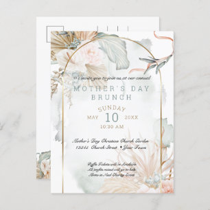Invitation Carte Postale Rose de corail tropical Fête des mères florales