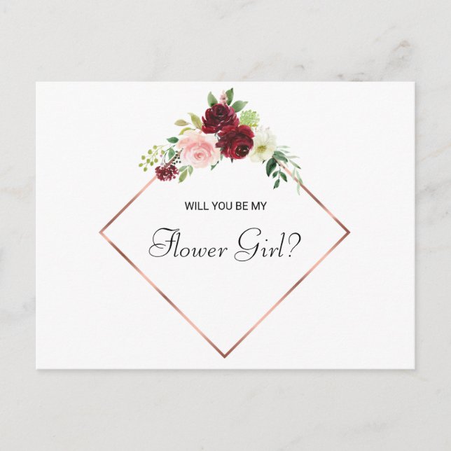 Invitation Carte Postale Rose géométrique or floral printemps Fille Fleur (Devant)