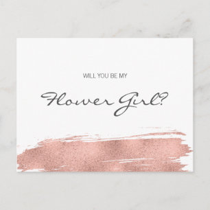 Invitation Carte Postale Rose Gold Brushstroke Sois Ma Demoiselle d'Honneur