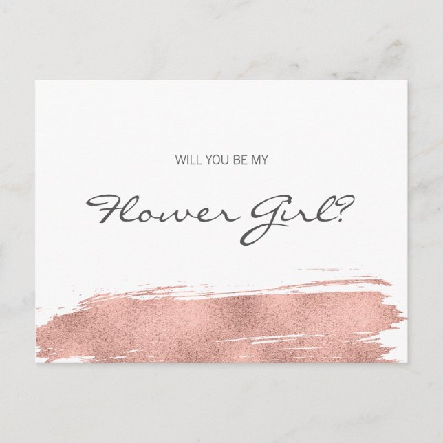 Invitation Carte Postale Rose Gold Brushstroke Sois Ma Demoiselle d'Honneur (Devant)