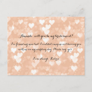 Invitation Carte Postale Rose Gold Hearts Blush Serez-Vous Ma Femme D'Accue