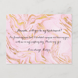 Invitation Carte Postale Rose Gold Marble Rose Serez-Vous Ma Servante D'Acc