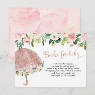 Invitation Carte Postale Rose Gold Umbrella April Shower Books for Baby