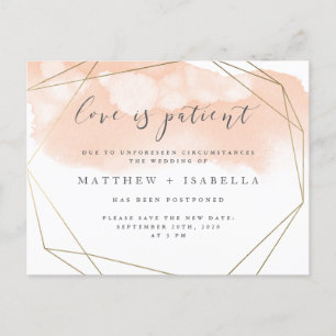 Invitation Carte Postale Rose Pâle Aquarelle Report Amour Est Patient