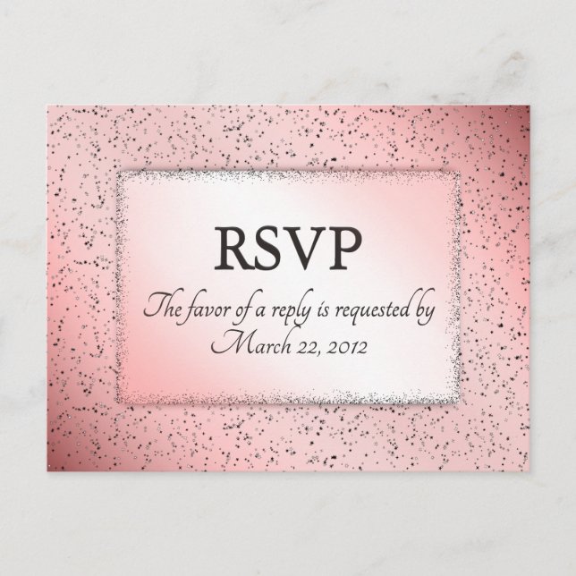 Invitation Carte Postale Rose Poussiéreuse Pailletée RSVP avec Choix de Pla (Devant)