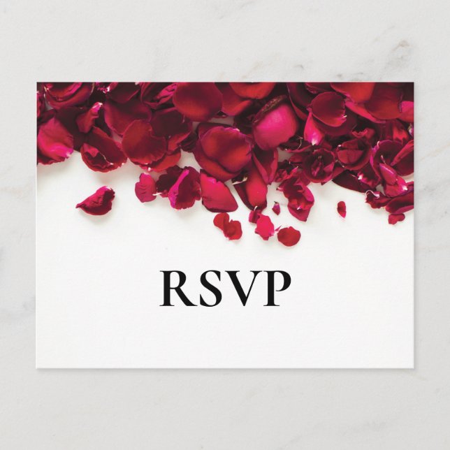 Invitation Carte Postale Rose Red Mariage Repas Choix Rsvp (Devant)