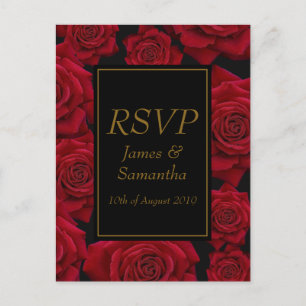 Invitation Carte Postale Rose rouge élégante - Réponse au mariage