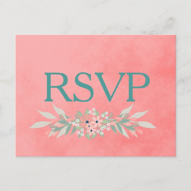 Invitation Carte Postale Rose Rustique RSVP (Devant)